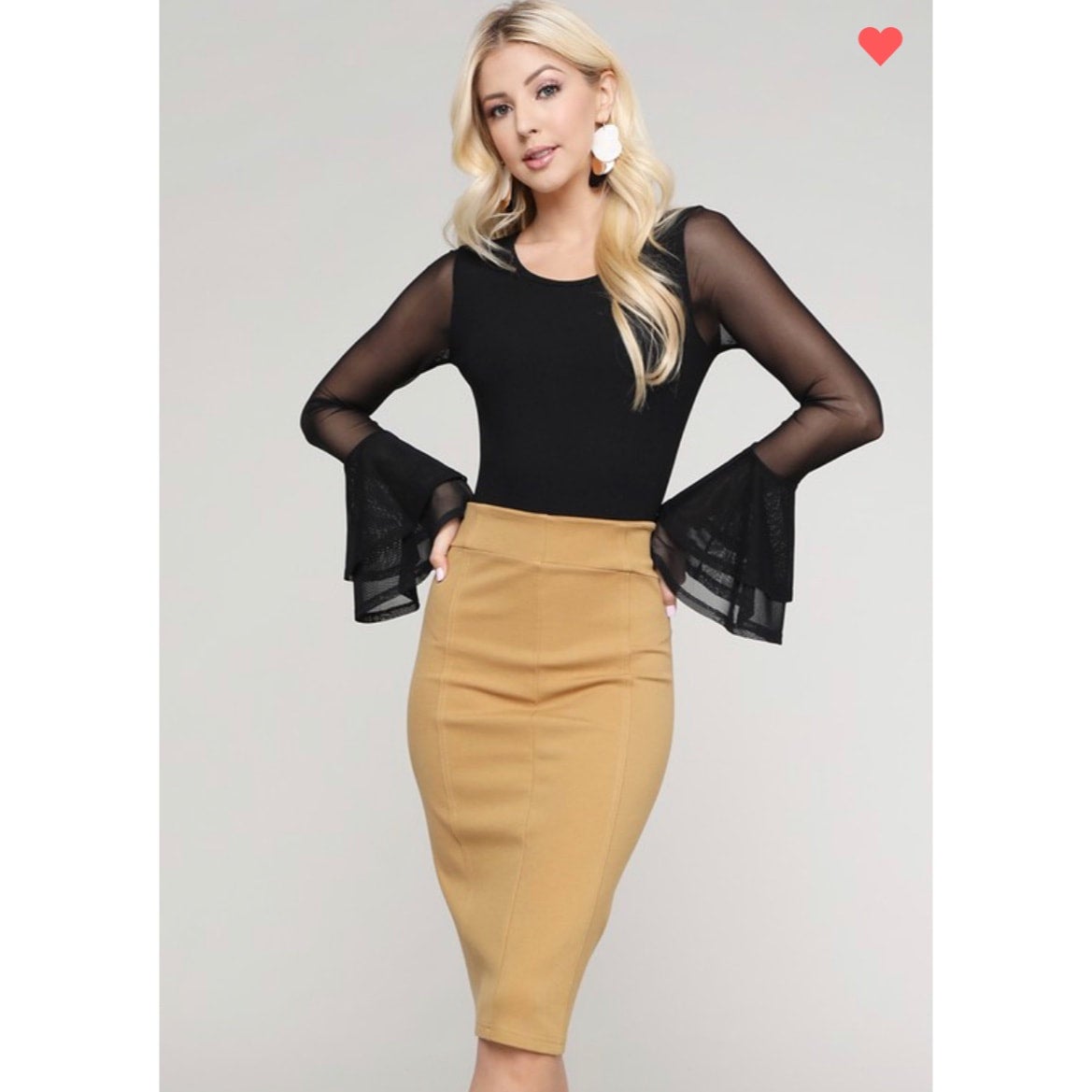 slim fit dress slacks AMY PENCIL WRAP DRESS (CREAM/GOLD) | Love Cherish main image 0