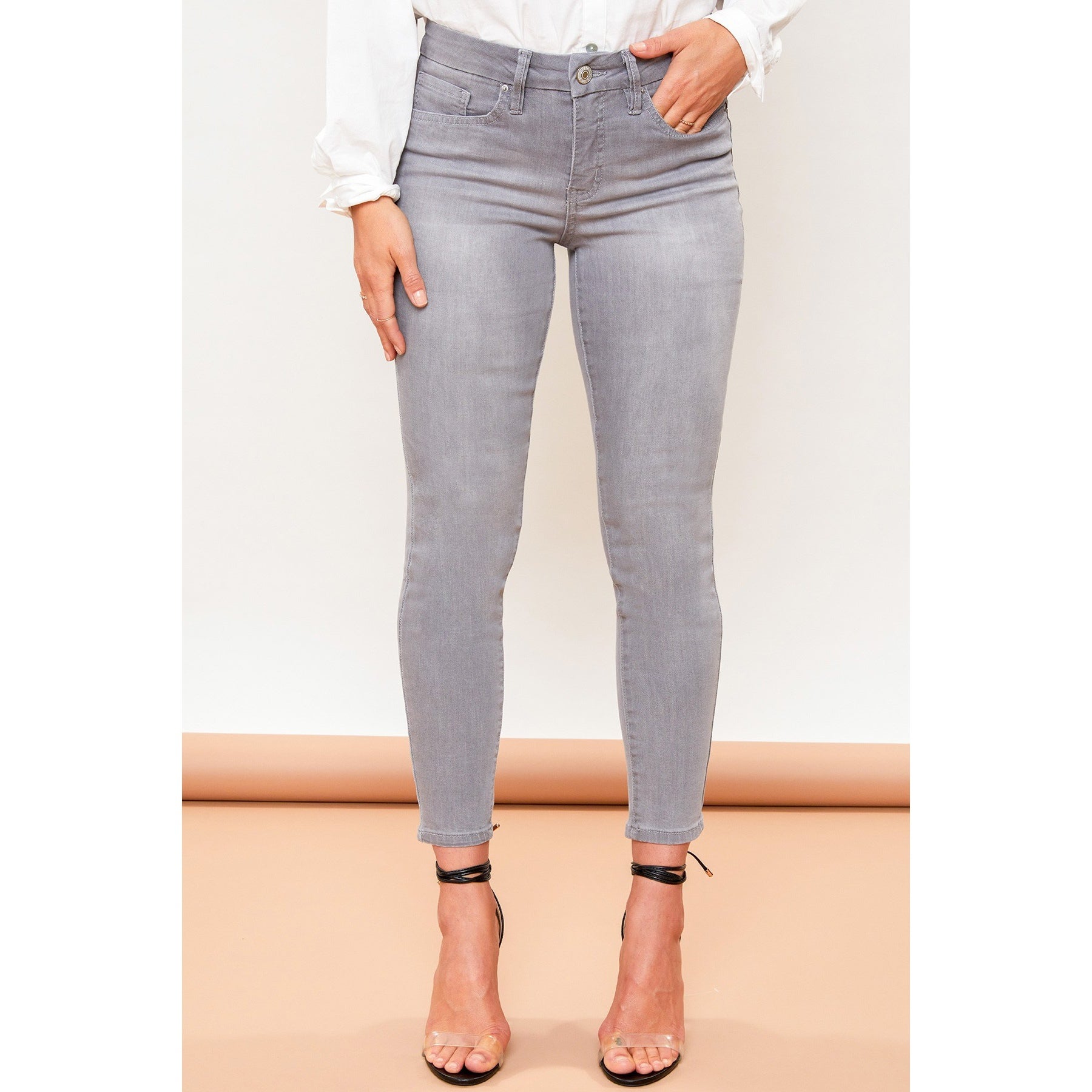 Light Grey Petite Curvy Fit HR Skinny Jean